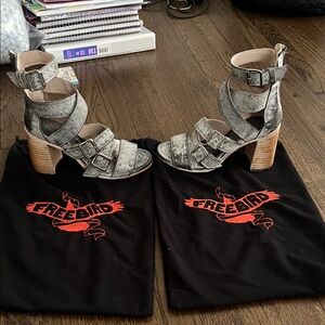 Freebird Women's Distressed Gray Heeled Sandals